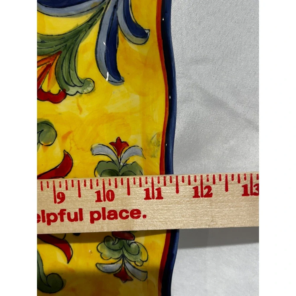 Yellow Talavera Hand Painted Ceramic Square 11.5